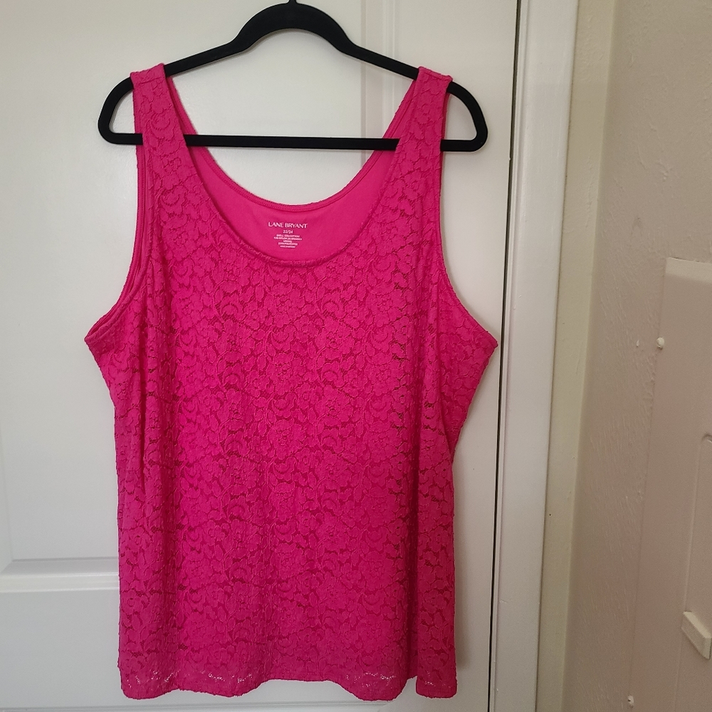 New Lane Bryant Hot Pink Embroidered Top.